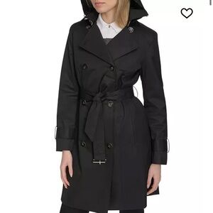 Cole Haan Black Trench Coat with removable hood